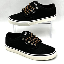 Scarpe Vans Atwood in pelle da uomo taglia 9 nere bianche sneakers basse con lacci skate