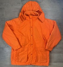 Cappotto da caccia vintage Woolrich arancione parka cappuccio e tasca posteriore giacca made in USA XL