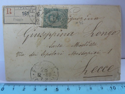 Foggia 1889 bustina viaggiata - foggia,