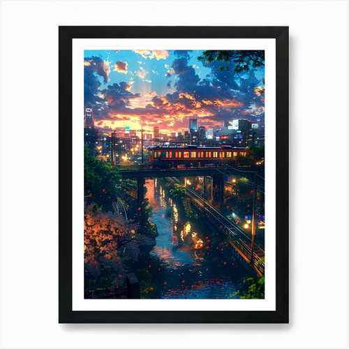 Stampa artistica treno città