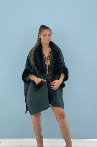 Cappotto mantella bordata - cappotto,