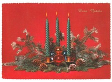 1965 centrotavola natalizio candele palle pigne foto cartolina vintage Natale