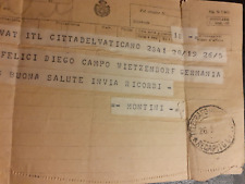 PAPA MONTINI RARO AUTOGRAFO SU TELEGRAMMA PRIGIONIRO DI GUERRA CAMPO WIETZENDORF