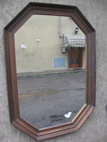 Specchio ottagonale legno con - legno,