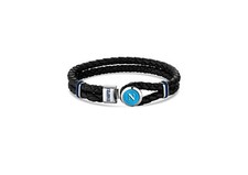 Bracciale Uomo SSC NAPOLI B-NB010ULN Pelle Nero Logo OFFICIAL