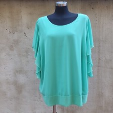 Elegante Maglia - Blusa Estiva Con Volant  Azzurro/tiffany Taglia 52 IT Oversize
