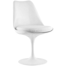 Coppia Sedie girevoli Tulip Eero Saarinen bianco lucido con cuscino bianco