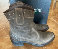 NeroGiardini Scarpa Stivaletto Tronchetto Texano Donna Pelle Verde Grigio Tg. 40