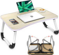 Tavolino Pieghevole Da Letto Con Porta Bicchiere E Leggio per Tablet, 60X40 Cm, 