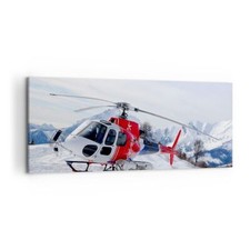 Quadro su Tela 120x50cm Elicottero montagne picco inverno Stampe Immagini Murale