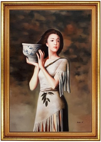Quadro olio signora - , erotica