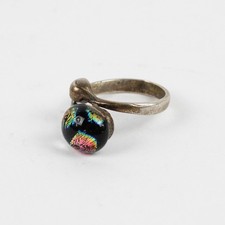 Metallo Color Argento E Vetro Artistico Misura Anello 5 1/2