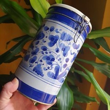 Scatola Barattolo Contenitore In Latta Anni 80 Decorazione / Stampa Deruta