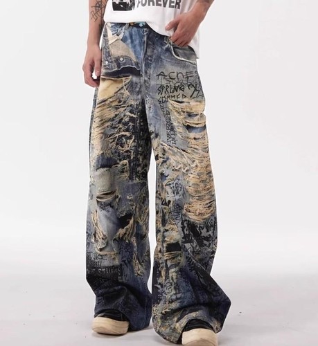 Jeans uomo blu - , stampato