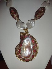 Collana In Perle E Corallo Con Ciondolo Di Perla Scaramazze XL