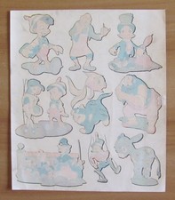 DISNEY - Foglio con 10 Decalcomanie - PINOCCHIO, anni 40/50 - RARO*