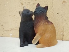 SCULTURA STATUINA IN VETRO DAUM FRANCE COPPIA GATTINI GATTI CHE FANNO EFFUSIONI
