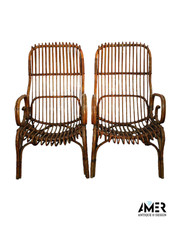 Coppia di Poltrone Midollino prod, Design Vintage Anni '60