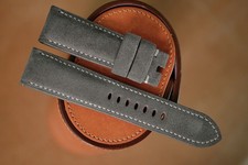 Cinturino PAM Officine Panerai in camoscio grigio fatto a mano taglia 24 (o qualsiasi taglia)