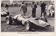 PROTOTYPE REAR-ENGINE FORMULA 1, 1961 B.R.M. PHOTOCARD.