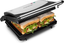 BISTECCHIERA PANINI SANDWICH 800W PIASTRA ANTIADERENTE APERTURA 180° AIGOSTAR