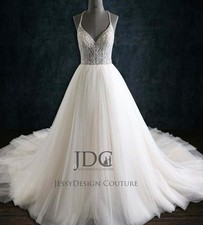 Abito da sposa pizzo cristalli alta qualità abito da sposa su misura 32-60