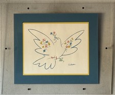 ORIGINALE PABLO PICASSO VINTAGE MODERNO CUBISMO COLOMBA DELLA PACE LITOGRAFIA ANNI 60