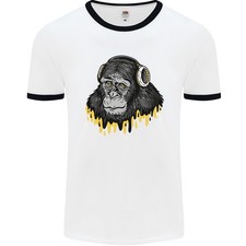 Maglietta Ringer Da Uomo Con Cuffie DJ Monkey