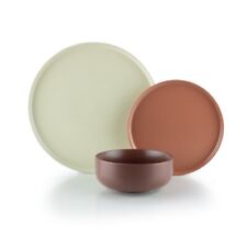 Everything Kitchens Set di Posate Moderne Piatto 12 Pezzi | Beige, Terracotta, Br