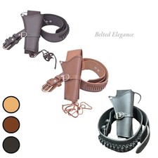 Cintura fondina pistola singola revolver western cowboy nera, marrone e marrone vera pelle