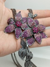 Elegante Collana Donna Pinko a Fiori con Cristalli Rosa Fucsia