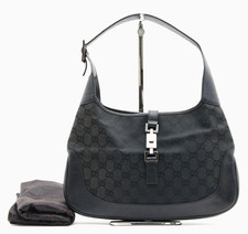 GUCCI [Rank Almost A] Jackie GG Sherry Line borsa a tracolla borsa in pelle nera