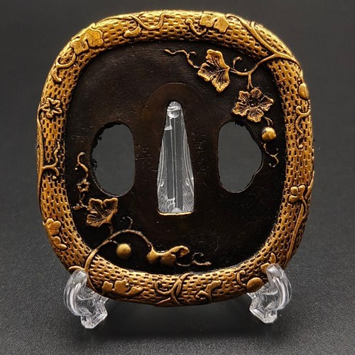 Japanese tsuba flower design - japanese,