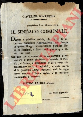Avviso fiera bestiami - fiera, e