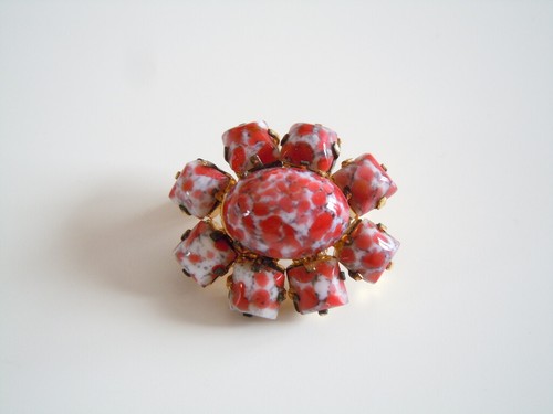 Spilla pietre vetro rosso - spilla,