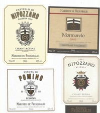 5 etichette vino toscano FRESCOBALDI chianti classico Supertuscan Brunello NUOVE