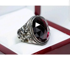 Raro - 800 Argento - Antico Stile Liberty Anello Uomo - 20.00 CT Granato