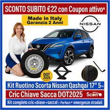 ?Kit Ruotino Scorta Nissan Qashqai 17” 5Fori Cric Chiave Sacca DOT2025