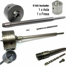 FRESA A TAZZA CAROTATRICE PER MURO PIETRA DA 30 A 160MM + ASTA DA 60CM SDS PLUS