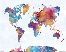 Poster Planisfero Acquarello