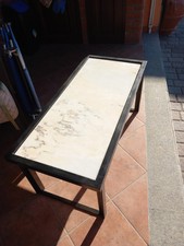 Tavolino da salotto/soggiorno Industriale Con Ripiano In marmo