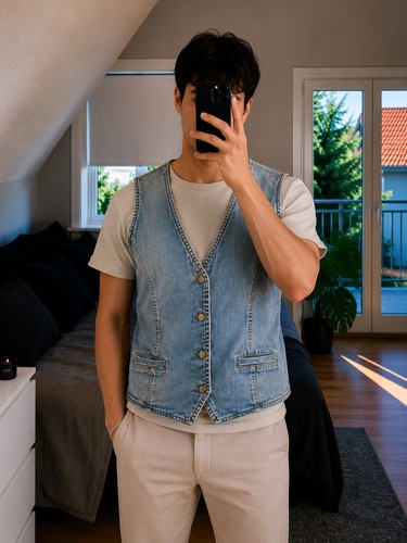 788 giubbotto uomo denim blu