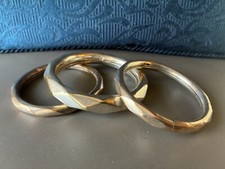 Set 3 Bracciali Rigidi Apribili Etnici Argento Indiano Vintage