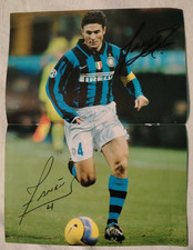 AUTOGRAFO JAVIER ZANETTI POSTER MAGLIA Inter Centenario 2008 CHAMPIONS LEAGUE 