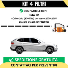Kit 4 Filtri Tagliando per BMW X1 sDrive 20d 130 kw Diesel 2009-2015