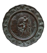 *HH* Antica Placca Bassorilievo Scultura Scultura Bronzo Ercole E Leone Nemea