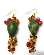 orecchini ceramiche di Caltagirone con cristalli realizzati a mano