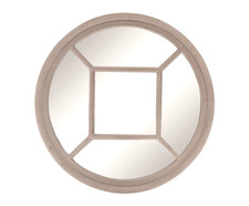 Specchio Shabby Da Parete Rotondo Madera - Grigio Vintage - Diametro 70 cm
