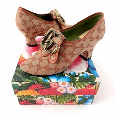 GUCCI || GG Torchon Logo Tela Monogram Decolte Bordo Rame Tacchi Taglia EU 40