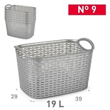 Cesta Multiuso in Plastica Tipo Rattan 19 Litri Argento 29 x 39 cm